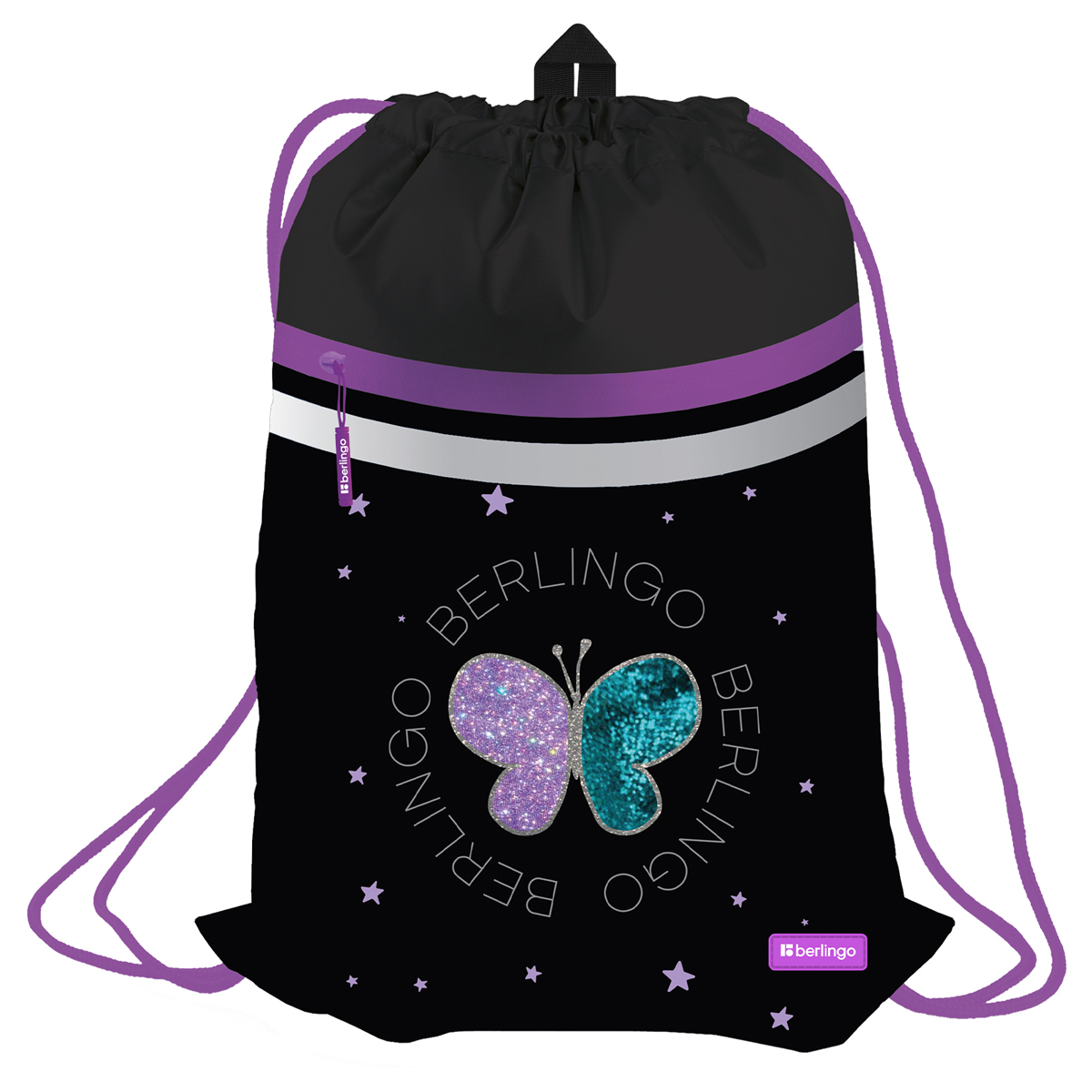 Мешок для обуви 1 отд. Berlingo "Shining butterfly", 340*460мм