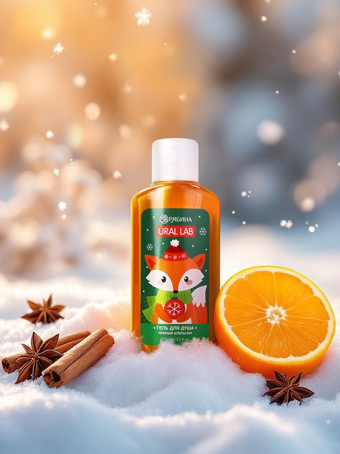 Гель для душа новогодний, аромат: пряный апельсин, 100 мл, Ural Lab