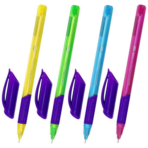 Ручка шариковая масляная с грипом BRAUBERG "Extra Glide GT Color", СИНЯЯ, трехгранная, игольчатый на