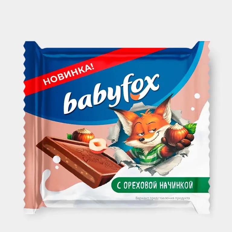 «BabyFox», молочный шоколад с ореховой начинкой, 12 г