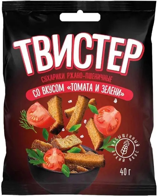Сухарики Twister ржаные 40г Томат с зеленью