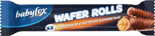 «BabyFox», трубочки Wafer Rolls с начинкой с солёной карамелью, 16 г