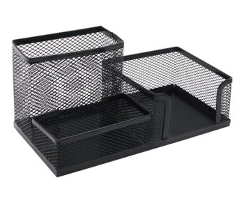 Подставка для канцелярских мелочей DM-265/DK-290/DB-44 "Черная сетка" металл, 3 отделения, 20*10см