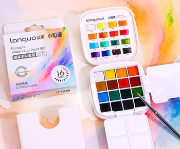 Краска акварель 16 цв. DN-361 "Classic" кювета, в пластиковом пенале, с кистью и палитрой, к/к S618-