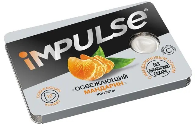 «Impulse», конфеты «Освежающий мандарин», 12 г