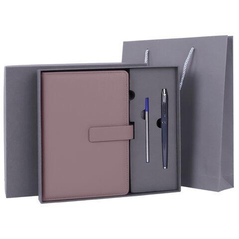 Ежедневник в подарочном наборе 5 в 1, А5, 145x212 мм, BRAUBERG "President", под кожу, 160 листов, се