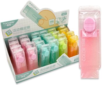 Ластик TOCHAIN DI-686 "Выдвижной" 80х20х10мм, прямоугольный, в пластиковом корпусе, цвета ассорти