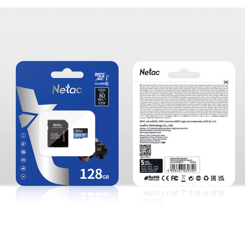 Карта памяти microSDXC 128 ГБ NETAC P500 Standard