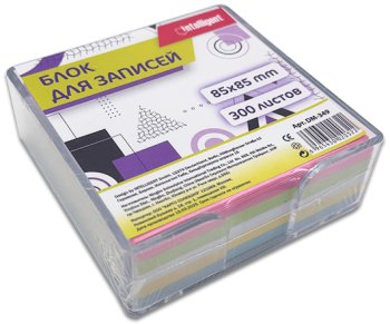 Блок-кубик 8.5х8.5х3.5 INTELLIGENT DM-349 Цветной, 300 листов, в пластиковой подставке