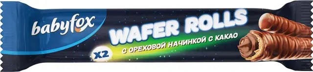«BabyFox», трубочки Wafer Rolls с ореховой начинкой и какао, 16 г