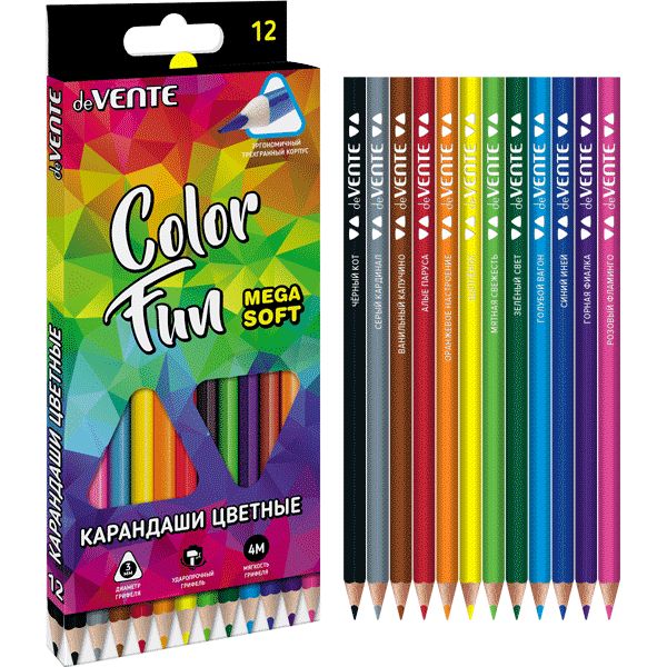 Карандаши цвет. 12цв deVENTE Triolino Ultra 4М. Color Fun" трёхгранные