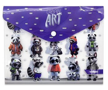 Папка с кнопкой А-5 DL-237 "Urban Art" INTELLIGENT 24х19см, пластик, прозрачная с рисунком
