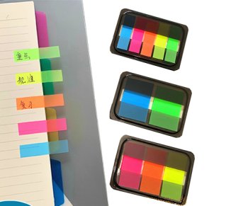 Закладки самокл. DM-121/DY-12 пласт. "Неон, Z-сложение" 44*12мм 5 цветов*20листов, черный диспенсер