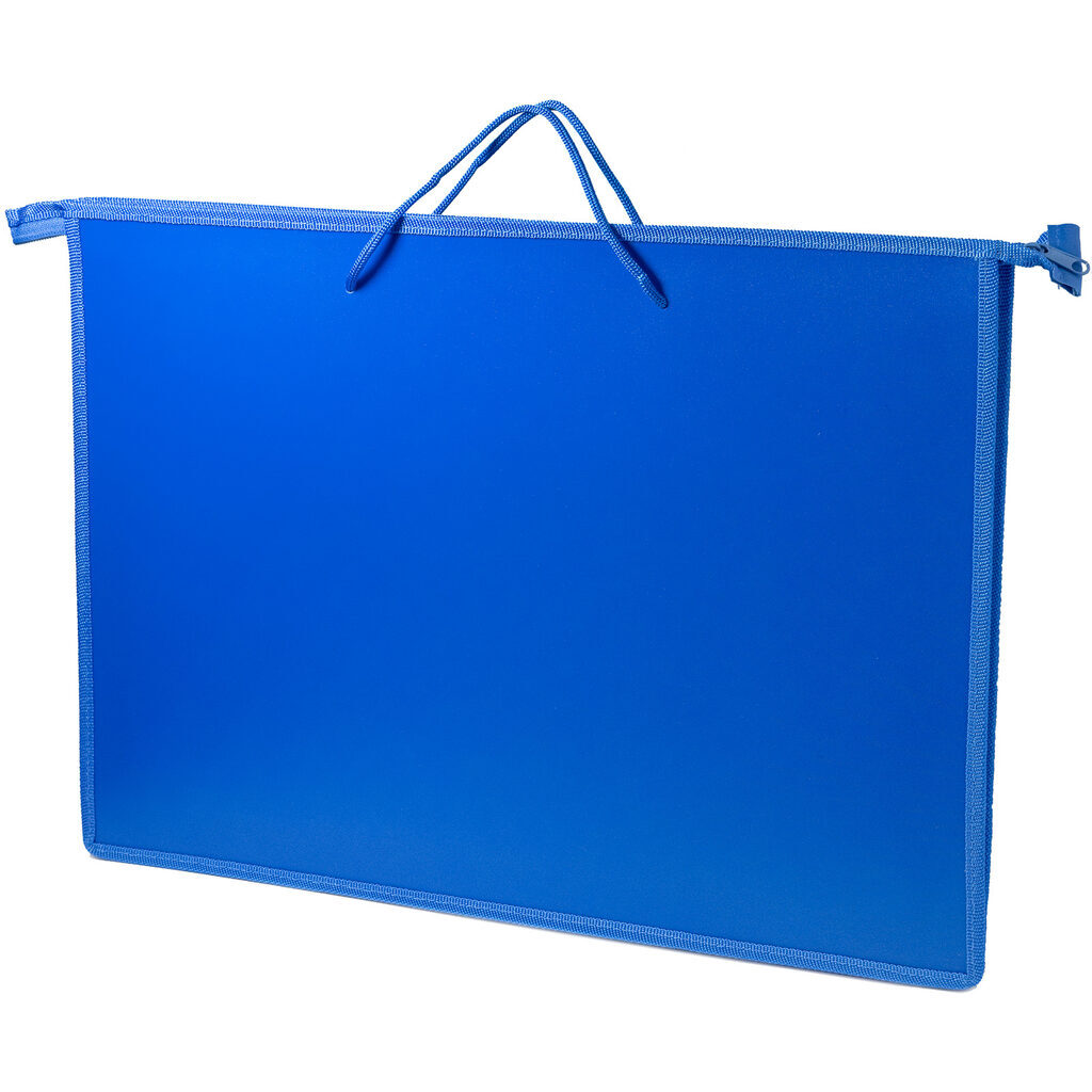 Папка А3 (470*335*50) с ручками, молния сверху, пластик "Синяя" Пчелка ТПК 76032