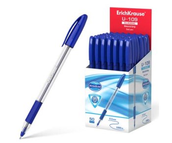 Ручка Er.Krause U-109 Classic Stick&Grip 1.0, Ultra Glide Technology синяя 47574 проз.кор.