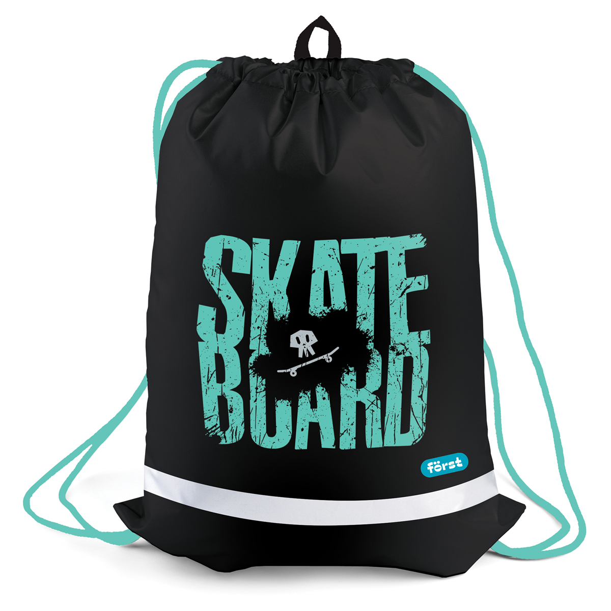 Мешок для обуви 1 отделение Först "Skateboard", 360*460мм, вентиляционная сеточка, светоотражающая п
