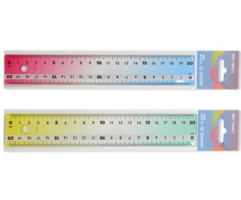 Линейка 20 см. пластиковая DM-192 "Градиент" прозрачная тонированная, две шкалы, ассорти