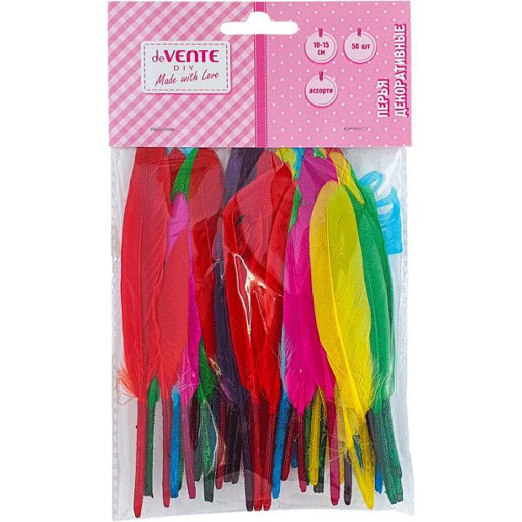 Набор "Перья для декорирования. Пестрый микс" 10*15мм, 50 шт, ассорти deVENTE