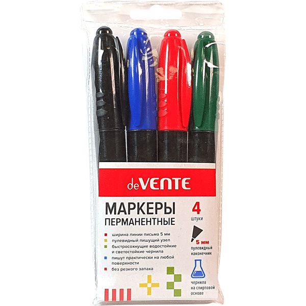 Набор маркеров перманентных 5,0мм 4цв. deVENTE