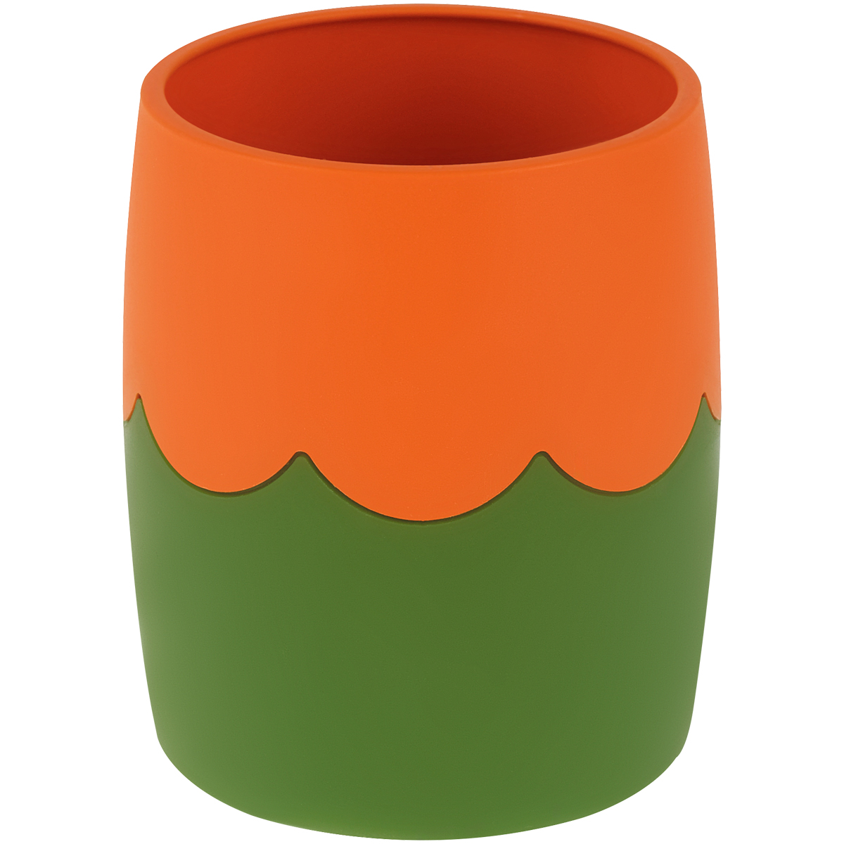 Подставка-стакан СТАММ, пластиковая, круглая, двухцветный зелено-оранжевый