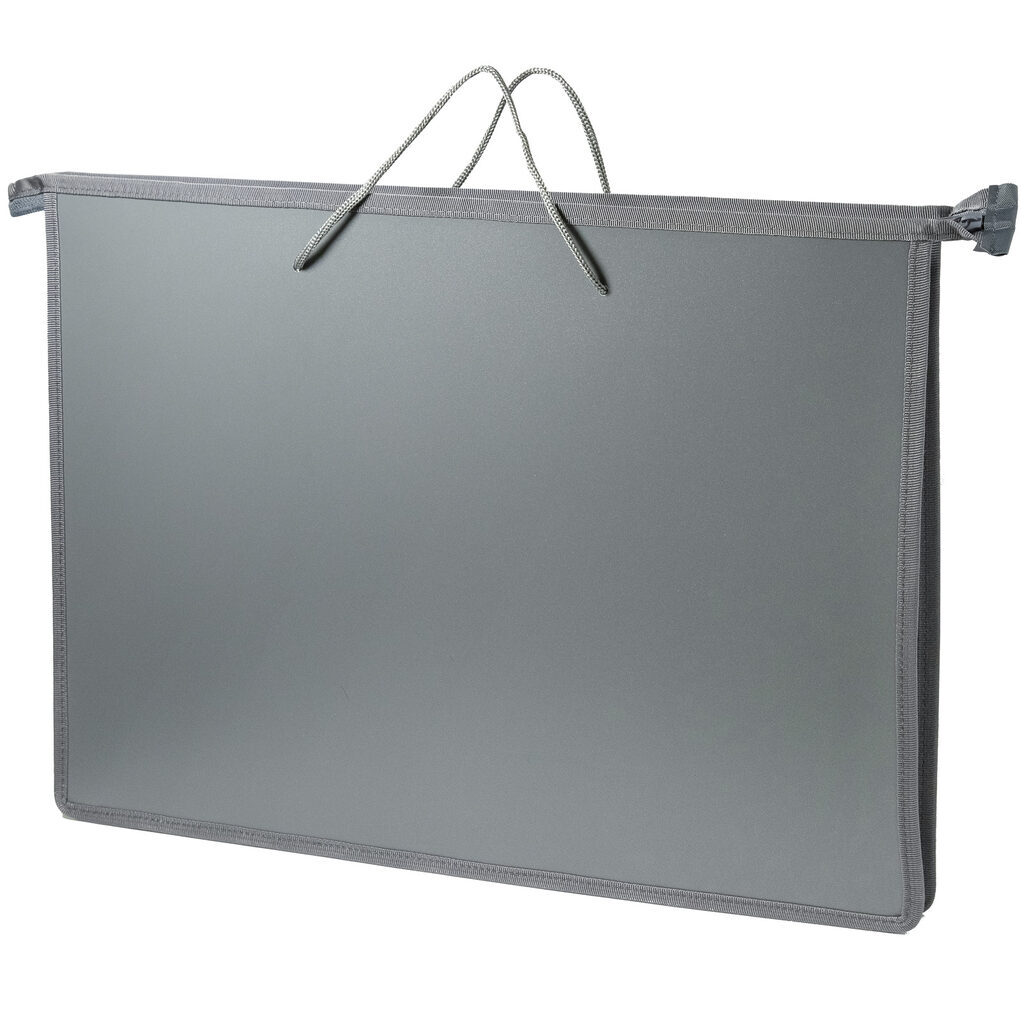 Папка А3 (470*335*50) с ручками, молния сверху, пластик "Серая" 79073