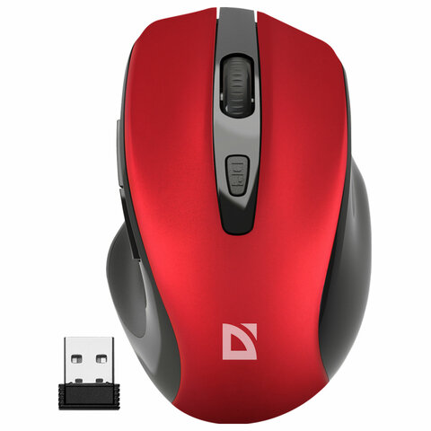 Мышь беспроводная DEFENDER Prime MB-053, USB, 5 кнопок + 1 колесо-кнопка, оптич., красная