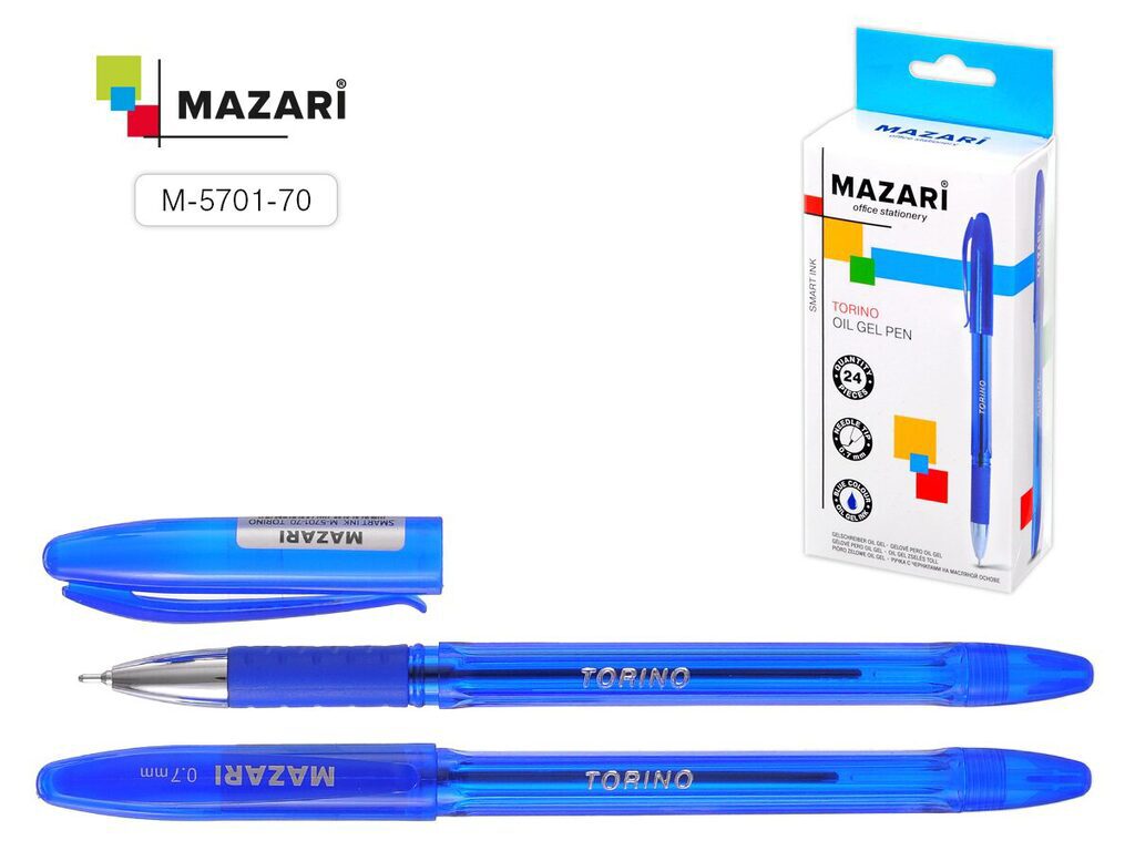 Ручка шарик. MAZARI "Torino" синяя, масл.осн., 0,7мм, игольч.након. 94937