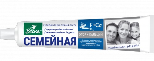 Зубная паста "Семейная"фтор + кальций, без футляра 90гр