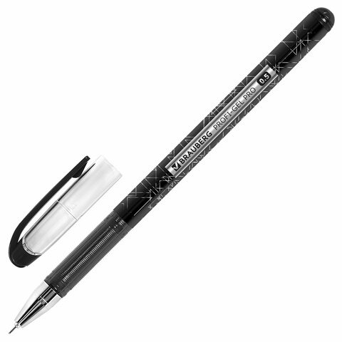 Ручка гелевая BRAUBERG "Profi-Gel PRO", ЧЕРНАЯ, линия письма 0,4 мм, игольчатый наконечник 0,5 мм, п