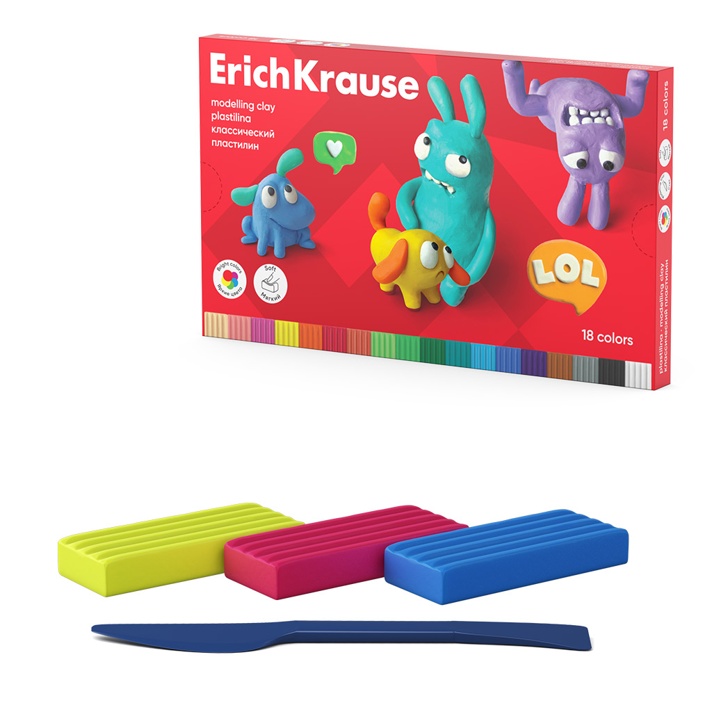Пластилин 18цв 324гр. Erich Krause Jolly Friends со стеком ErichKrause
