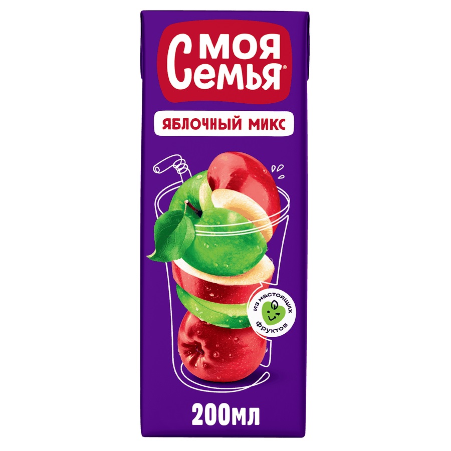 Напиток сокосодержащий МОЯ СЕМЬЯ Яблочный микс, 0.2L