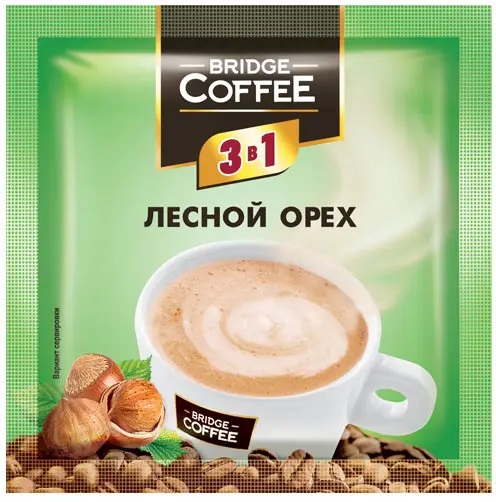 «Bridge Coffee», напиток кофейный 3 в 1 с ароматом лесного ореха, 20 г