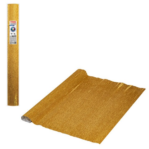 Бумага гофрированная/креповая (ИТАЛИЯ) 140 г/м2, 50х250 см, античное золото (917), BRAUBERG FIORE, 1