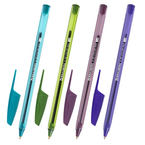 Ручка шариковая BRAUBERG X-30 COLOR MIX, СИНЯЯ, мягкое письмо, пишущий узел 1 мм, линия письма 0,5мм