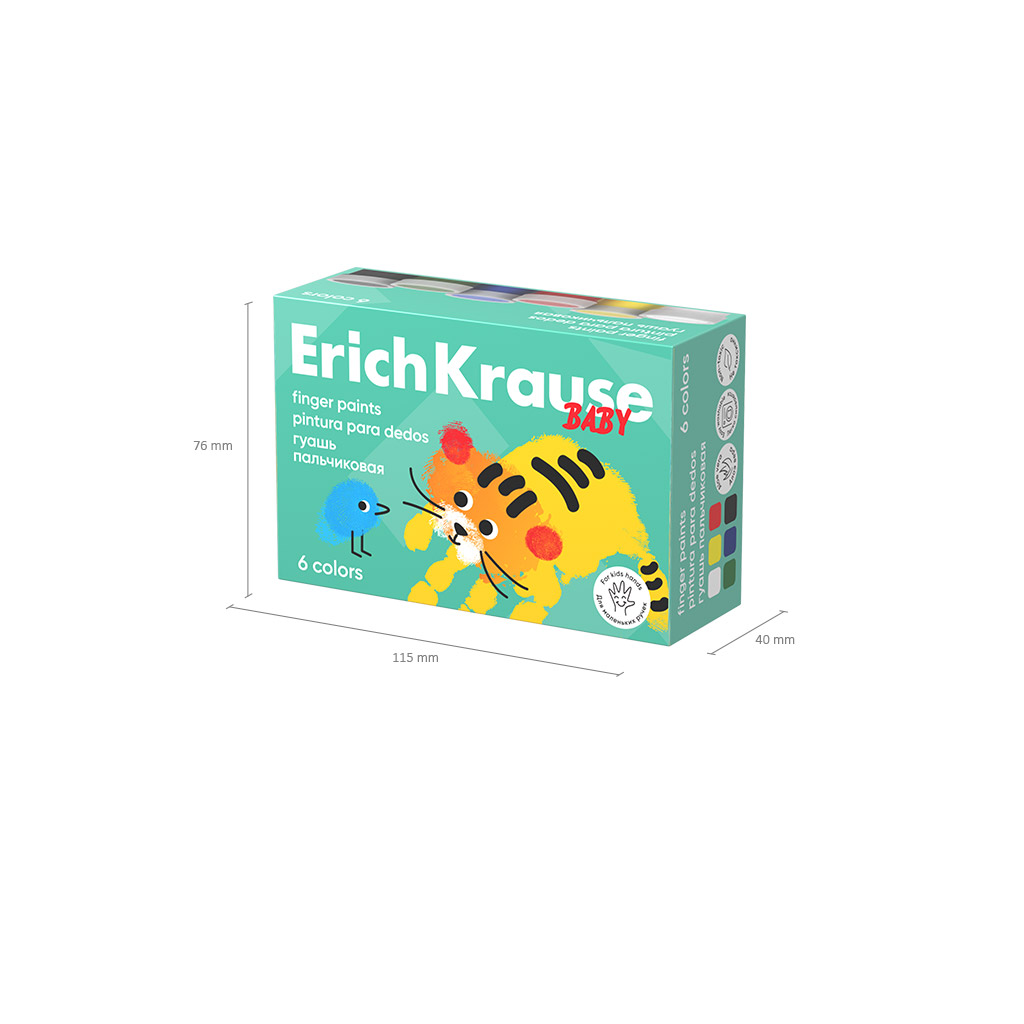 Краски пальчиковые 6цв. Erich Krause 120мл. Baby, с Алоэ Вера 207301