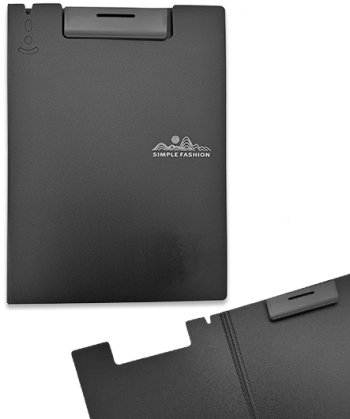 Планшет PVC с доп. створкой DK-85-1 A4 черный, фактурный, зажим сверху