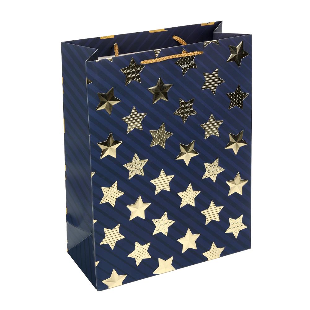 Пакет подарочный с тиснением, звезды, размер l,190 гр/м2 ЧУДО ПРАЗДНИК в кор.10*12шт
