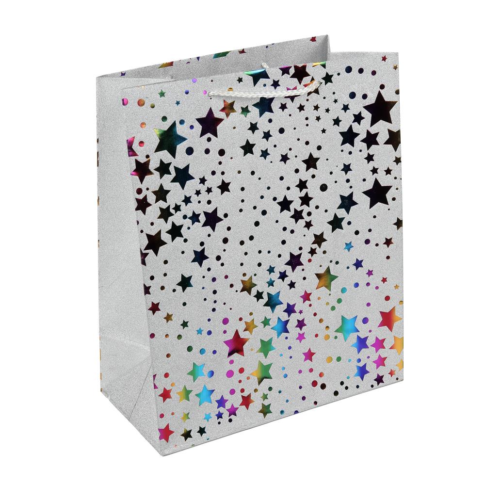 Пакет подарочный с тиснением, звезды, размер l,190 гр/м2 ЧУДО ПРАЗДНИК в кор.8*12шт