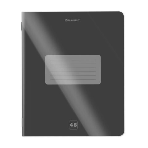 Тетрадь пластиковая обложка (прозрачная) А5, 48 листов, скоба, клетка, BRAUBERG "Smart Cover", ЧЕРНА