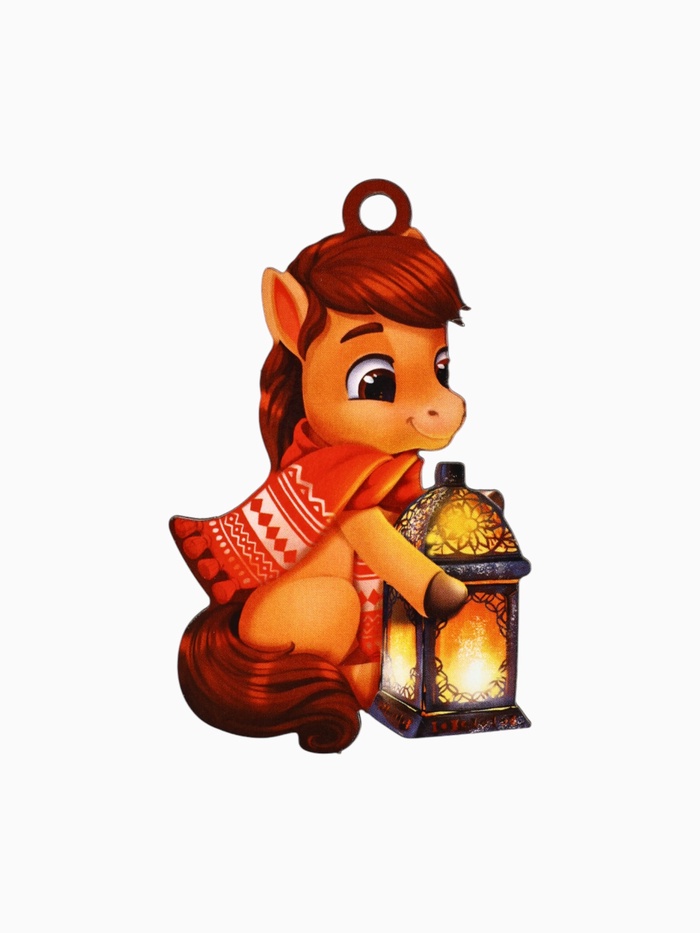 Ёлочная игрушка - подвеска новогодняя «Лошадка и фонарик», 5.1×8.2 см