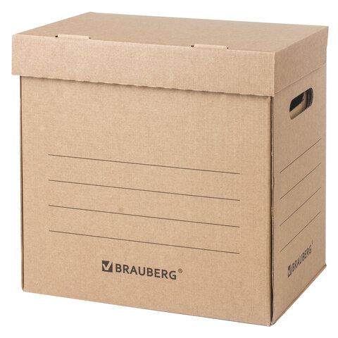 Короб архивный "Делопроизводство" (325х235х325 мм), с крышкой, гофрокартон, BRAUBERG