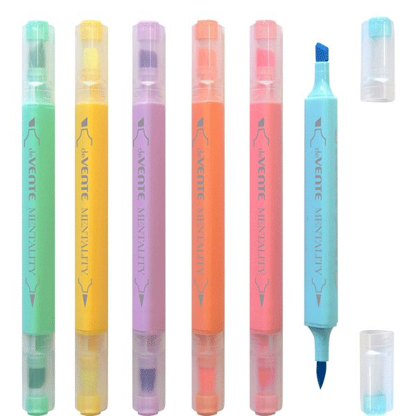 Набор текстовыделителей deVENTE Mentality" 6 цв., 2-4мм, двусторонние, трехгр.корпус