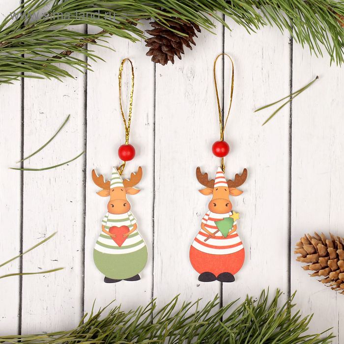 Елочная игрушка «Олень Рудольф», односторонняя, МИКС