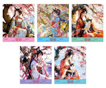 Тетрадь 48 л. Хатбер скоба "Удивительная Азия" клетка, 5 диз.в блоке, скругл.углы