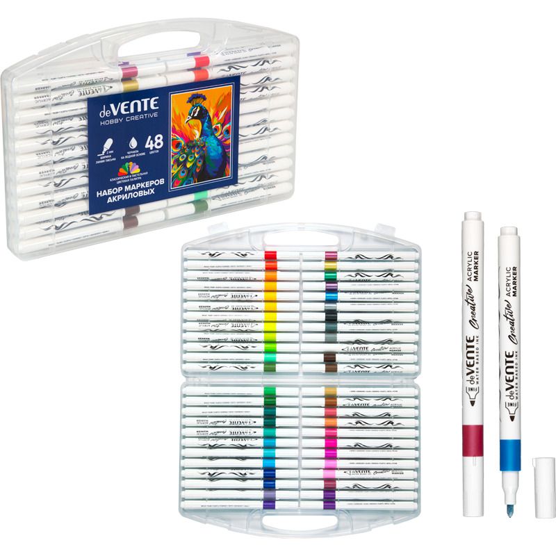 Набор маркеров акриловых 48цв. пулевидн."deVENTE. HOBBY CREATIVE. Classic&Pastel", ширина линии 2мм