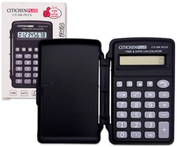 Калькулятор CN-8/CC-317 CITICHEN Карманный, 8 разр, 10*6,3*1,2см, с крышкой, черный, серые кнопки, в