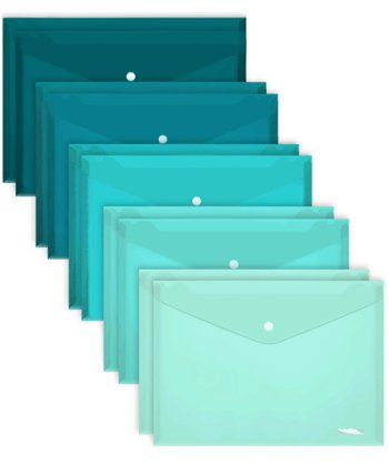 Папка с кнопкой А-4 DJ-398 "Бирюзовые оттенки" INTELLIGENT 33х23см, пластик, ассорти, штрихкод на уп