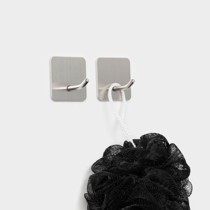 Набор крючков металлических на липучке 2 шт "Классика" квадрат   10629917