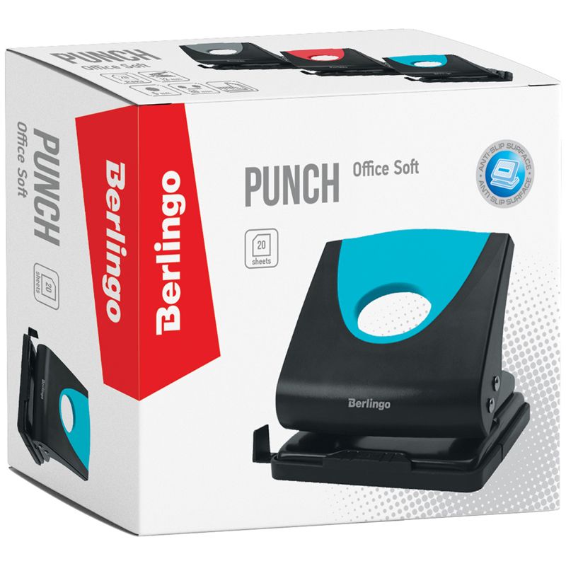 Дырокол Berlingo "Office Soft" 20л., с линейкой_1