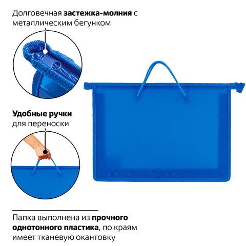 Папка на молнии с ручками ПИФАГОР, А4, пластик_6